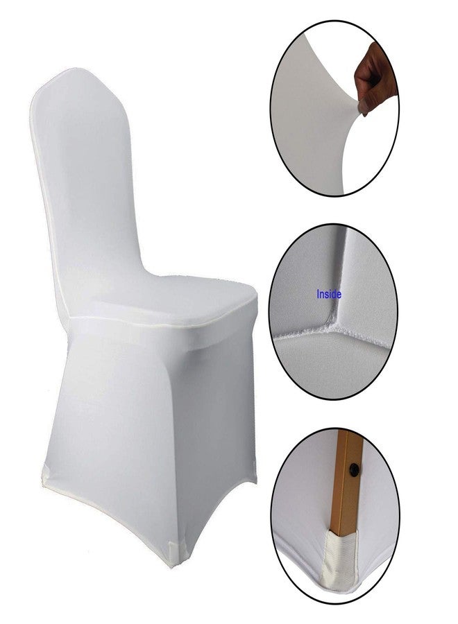 WELMATCH White Stretch Spandex Chair Covers - 12 pcs Wedding Party Dining Scuba Elastic Chair Covers (White, 12) - Image 3